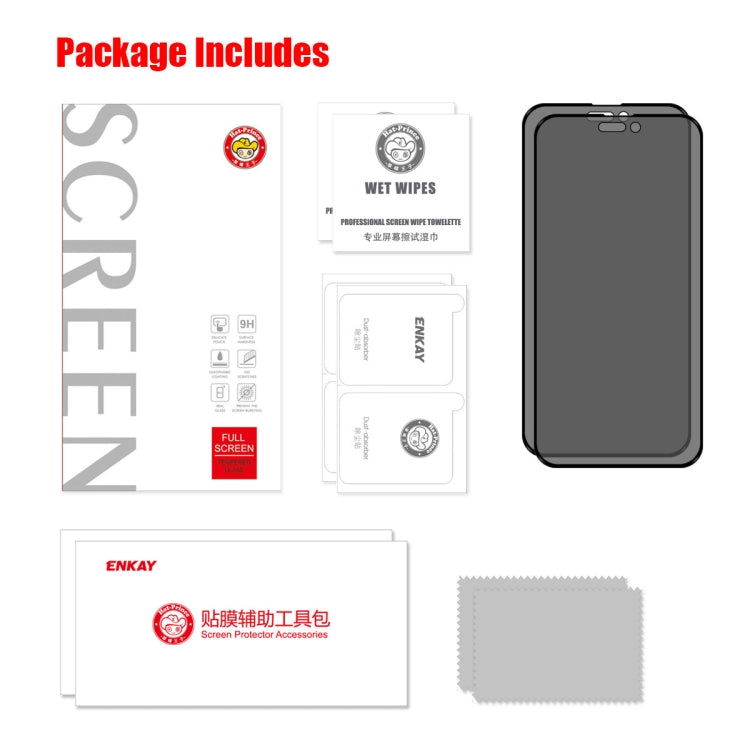For iPhone 14 Pro 2pcs ENKAY 28 Degree Anti-peeping Tempered Glass Film