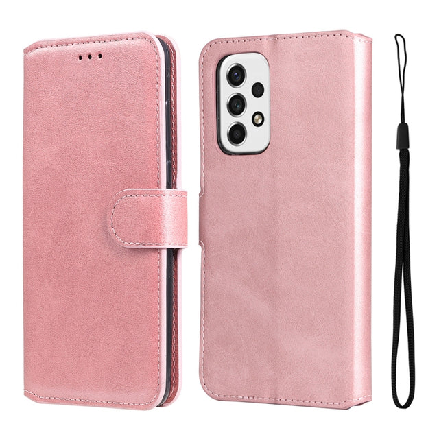 For Samsung Galaxy A53 5G JUNSUNMAY Calf Texture Leather Phone Case(Pink)