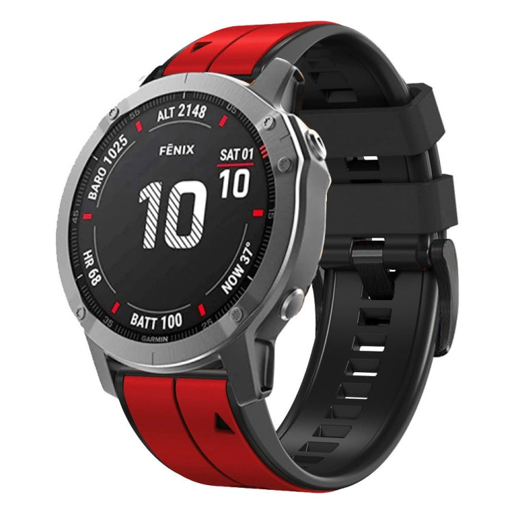 Compatible with Garmin Descent MK2 26mm Silicone Sports Two-Color Watch Band(Red+Black)