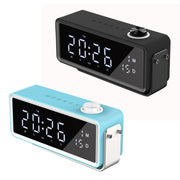AEC K5 Mirror Alarm Clock Bluetooth Speakers with LED Light Support TF / FM(Black)