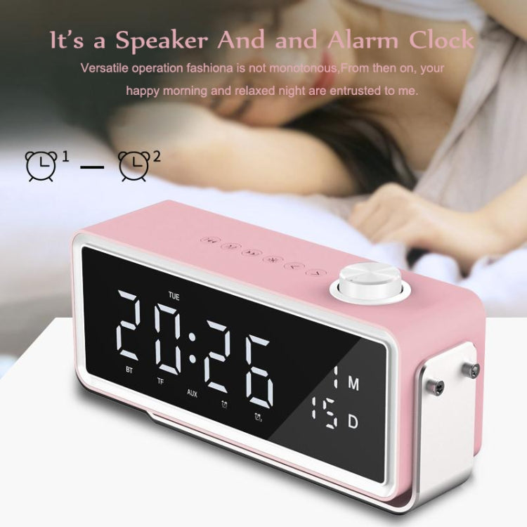 AEC K5 Mirror Alarm Clock Bluetooth Speakers with LED Light Support TF / FM(Black)
