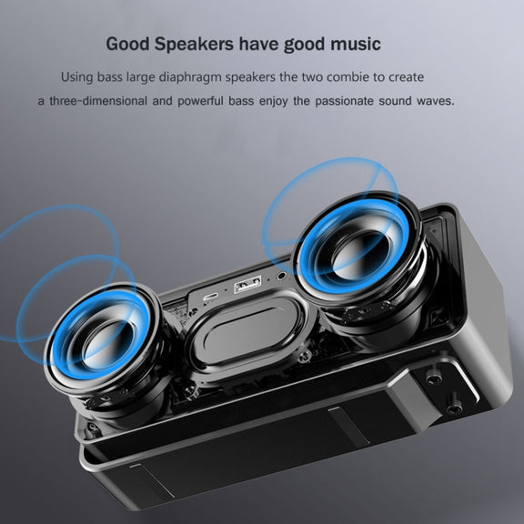 AEC K5 Mirror Alarm Clock Bluetooth Speakers with LED Light Support TF / FM(Black)