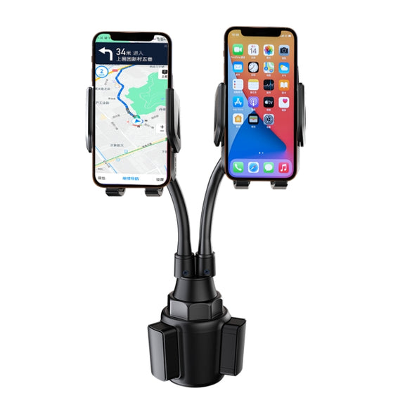 A080+X908 Car Cup Double Mobile Phone Holder Mount Adjustable Cradle Bracket