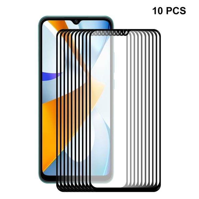 10 PCS For Xiaomi Poco C40 ENKAY Full Glue 0.26mm 9H 2.5D Tempered Glass Full Film
