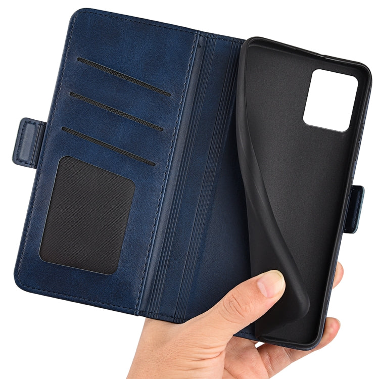For Motorola Moto G32 Dual-side Magnetic Buckle Leather Phone Case(Dark Blue)