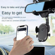 R004 Rearview Mirror 360 Rotatable Retractable Car Phone Holder