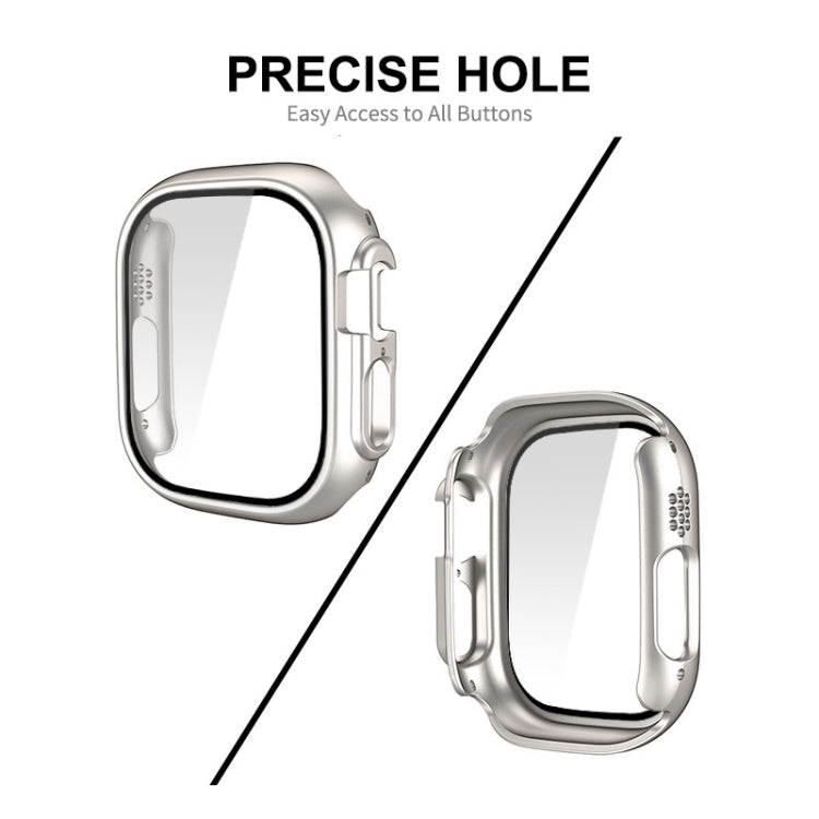 For Apple Watch Ultra / Ultra 2 49mm ENKAY PC Frame 9H Tempered Glass Case(Starlight Silver) - Watch Cases by ENKAY