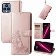 For T-Mobile REVVL 6 5G Four-leaf Clasp Embossed Buckle Leather Phone Case(Rose Gold) - More Brand by PMC TechLife | Online Shopping South Africa | PMC TechLife