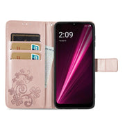For T-Mobile Revvl 6 Pro 5G Four-leaf Clasp Embossed Buckle Leather Phone Case(Rose Gold)