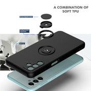 Ring Kickstand Silicone Phone Case For Samsung Galaxy A14 5G(Light Cyan)