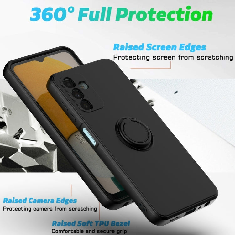 Ring Kickstand Silicone Phone Case For Samsung Galaxy A14 5G(Dark Blue)