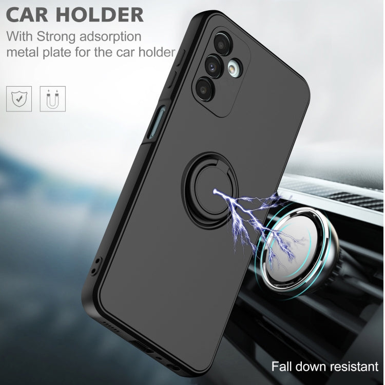 Ring Kickstand Silicone Phone Case For Samsung Galaxy A14 5G(Dark Blue)