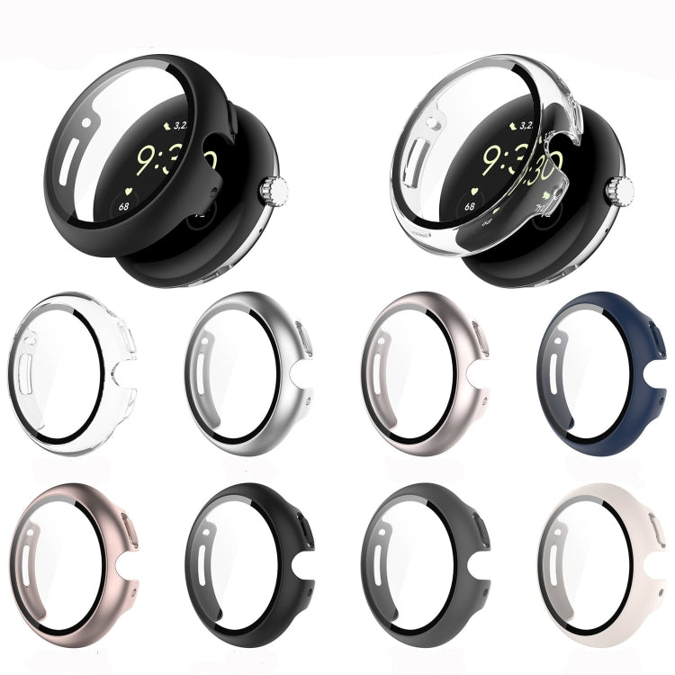 For Google Pixel Watch Tempered Glass Film PC Watch Case(Gray)