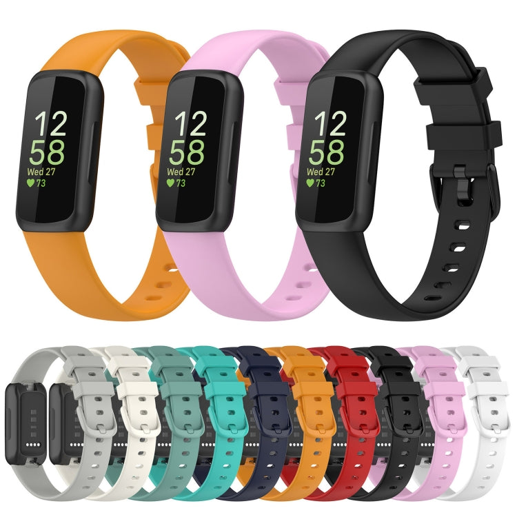 For Fitbit Inspire 3 Solid Color Silicone Watch Band, Size:L(Purple)