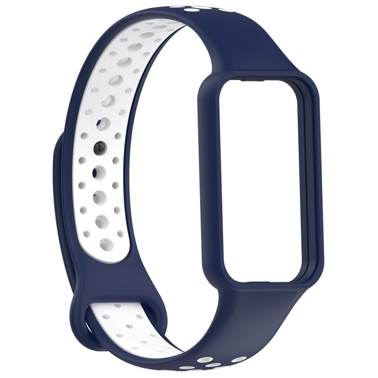 For Amazfit Band 7 Loop Two-Color Breathable Silicone Watch Band(Blue+White)