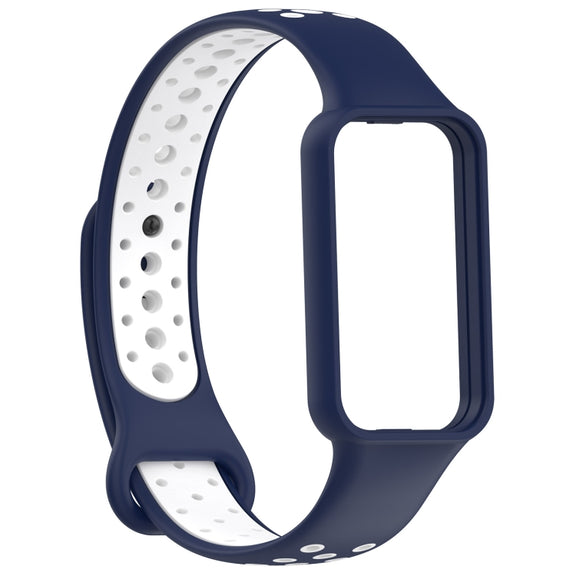 For Amazfit Band 7 Loop Two-Color Breathable Silicone Watch Band(Blue+White)