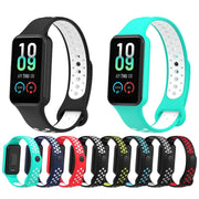 For Amazfit Band 7 Loop Two-Color Breathable Silicone Watch Band(Blue+White)