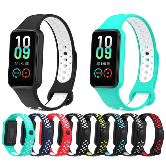 For Amazfit Band 7 Loop Two-Color Breathable Silicone Watch Band(Blue+White)