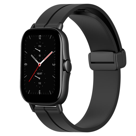 For Amazfit GTS 2 20mm Solid Color Magnetic Clasp Silicone Watch Band(Black)