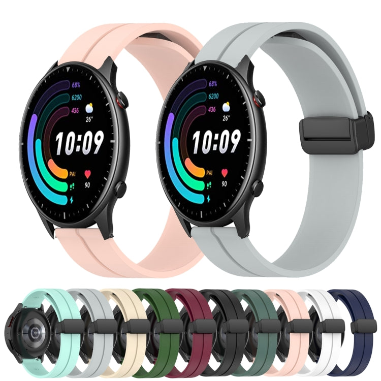 For Amazfit GTS 2 20mm Solid Color Magnetic Clasp Silicone Watch Band(Beige)