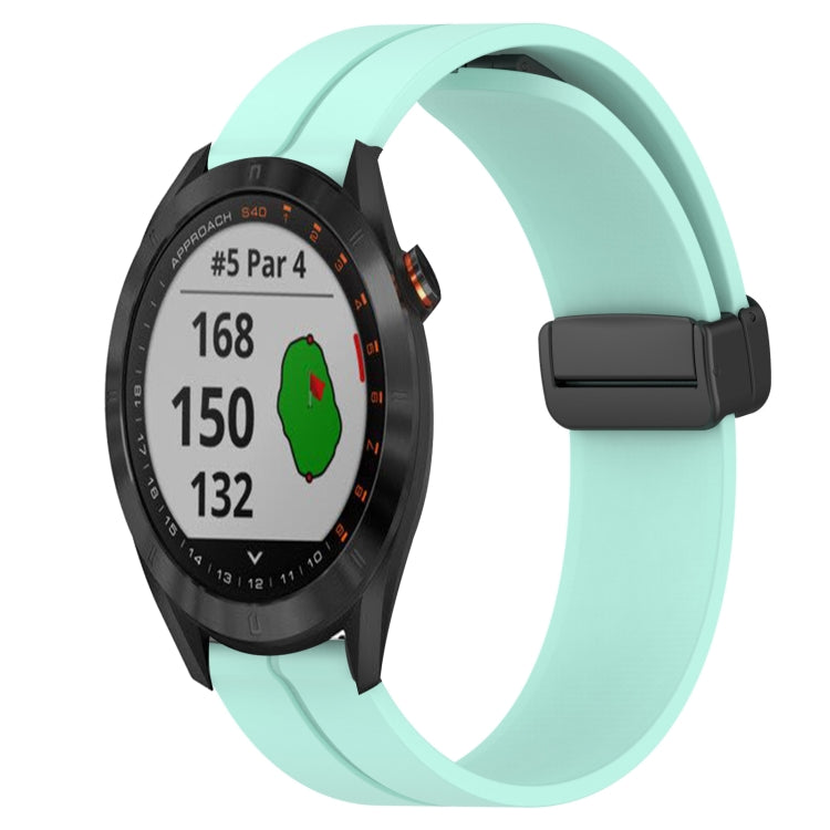 Compatible with Garmin Approach S40 20mm Solid Color Magnetic Clasp Silicone Watch Band(Teal)