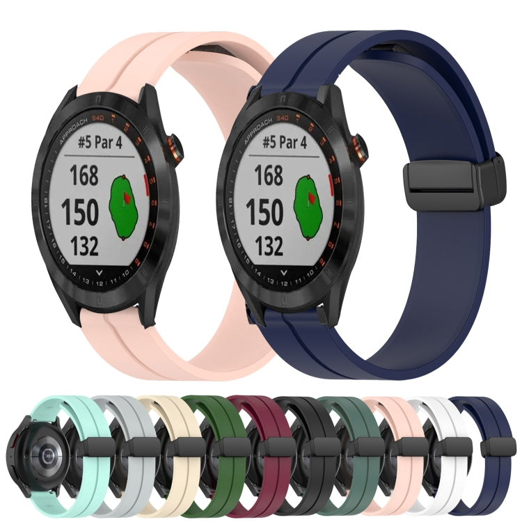 Compatible with Garmin Approach S40 20mm Solid Color Magnetic Clasp Silicone Watch Band(Teal)