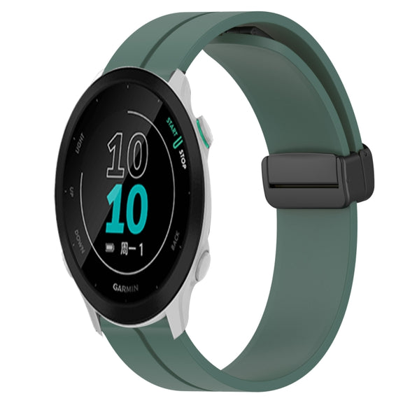 Compatible with Garmin Compatible witherunner 158 20mm Solid Color Magnetic Clasp Silicone Watch Band(Olive Green)