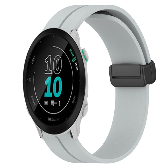 Compatible with Garmin Compatible witherunner 158 20mm Solid Color Magnetic Clasp Silicone Watch Band(Grey)
