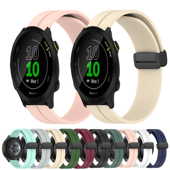 Compatible with Garmin Compatible witherunner 158 20mm Solid Color Magnetic Clasp Silicone Watch Band(Grey)
