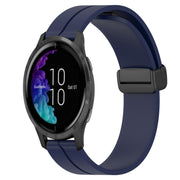 Compatible with Garmin Venu 20mm Solid Color Magnetic Clasp Silicone Watch Band(Midnight Blue)