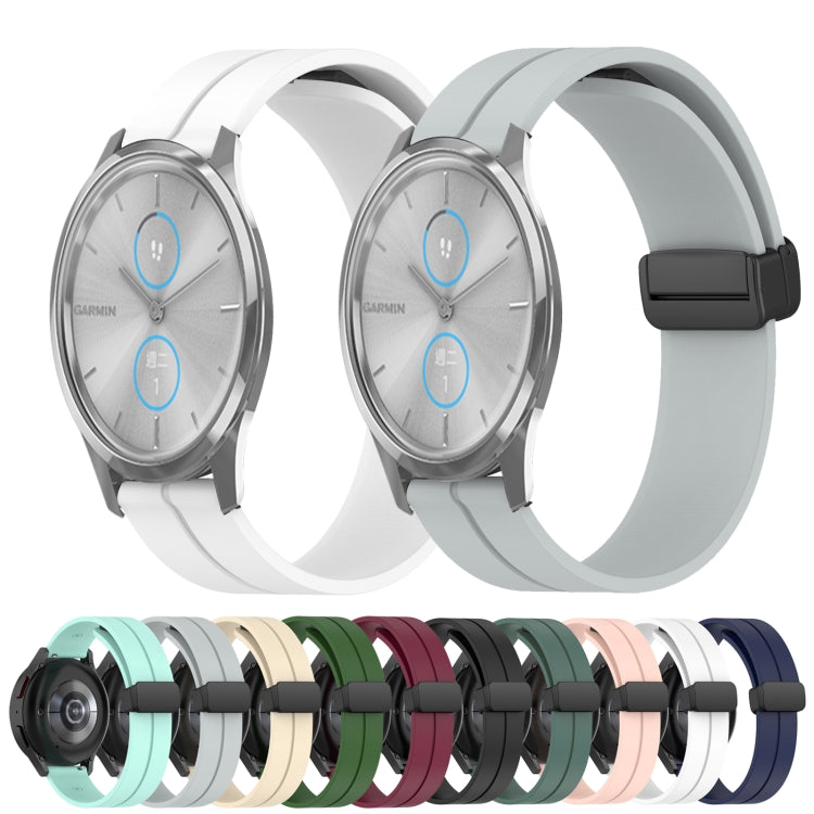 Compatible with Garminmove Luxe 20mm Solid Color Magnetic Clasp Silicone Watch Band(Black)