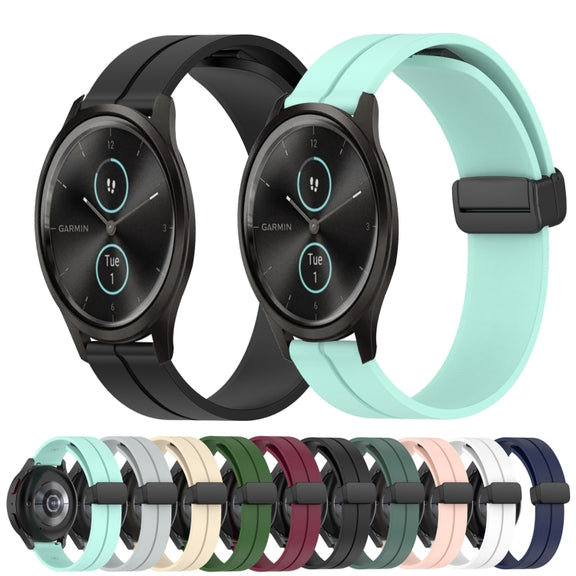 Compatible with Garmin Garminmove Style 20mm Solid Color Magnetic Clasp Silicone Watch Band(Beige)