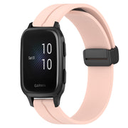 Compatible with Garmin Venu Sq 2 Music 20mm Solid Color Magnetic Clasp Silicone Watch Band(Pink)