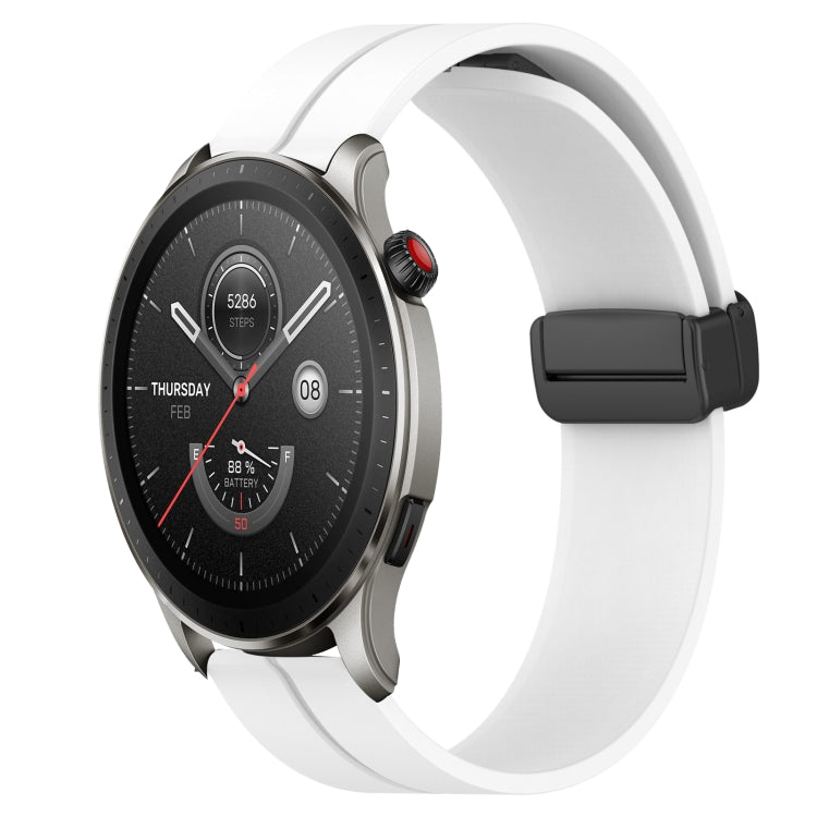 For Amazfit GTR 4 22mm Solid Color Magnetic Clasp Silicone Watch Band(White)