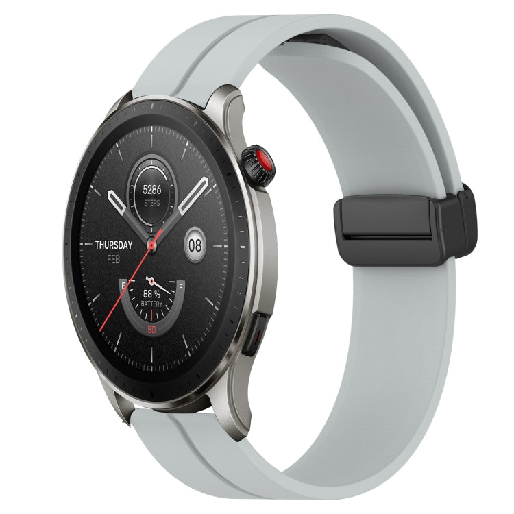 For Amazfit GTR 4 22mm Solid Color Magnetic Clasp Silicone Watch Band(Grey)