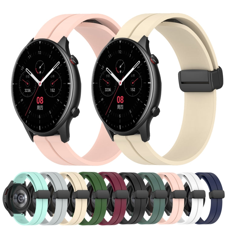 For Amazfit GTR 4 22mm Solid Color Magnetic Clasp Silicone Watch Band(Teal)