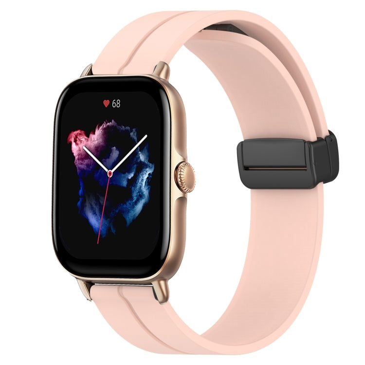 For Amazfit 3 22mm Solid Color Magnetic Clasp Silicone Watch Band(Pink)