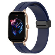 For Amazfit 3 22mm Solid Color Magnetic Clasp Silicone Watch Band(Midnight Blue)