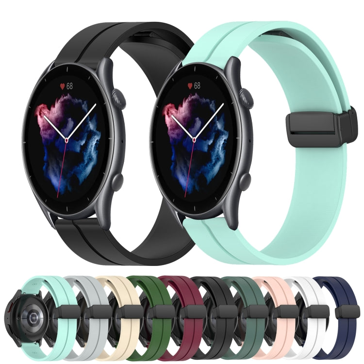For Amazfit 3 22mm Solid Color Magnetic Clasp Silicone Watch Band(Midnight Blue)