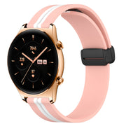 For Honor Watch GS 3 22mm Folding Magnetic Clasp Silicone Watch Band(Pink+White)