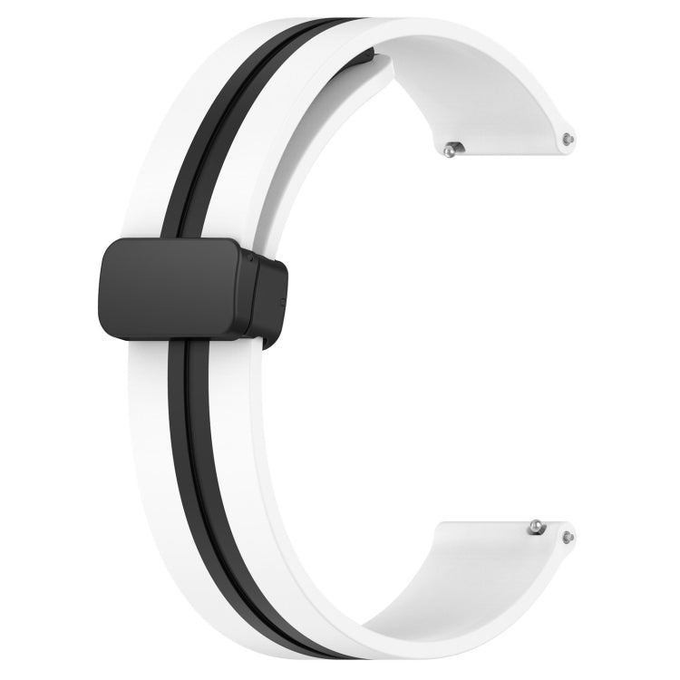 For Honor Watch GS Pro 22mm Folding Magnetic Clasp Silicone Watch Band(White+Black)