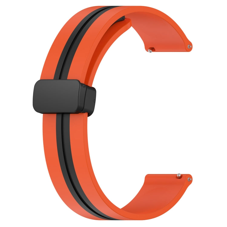 For Huawei Watch 3 Pro New 22mm Folding Magnetic Clasp Silicone Watch Band(Orange+Black)