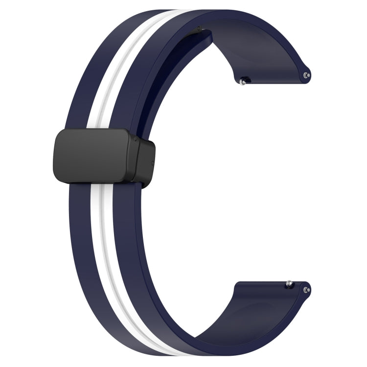 For Amazfit GTS 2 Mini 20mm Folding Magnetic Clasp Silicone Watch Band(Midnight Blue + White)