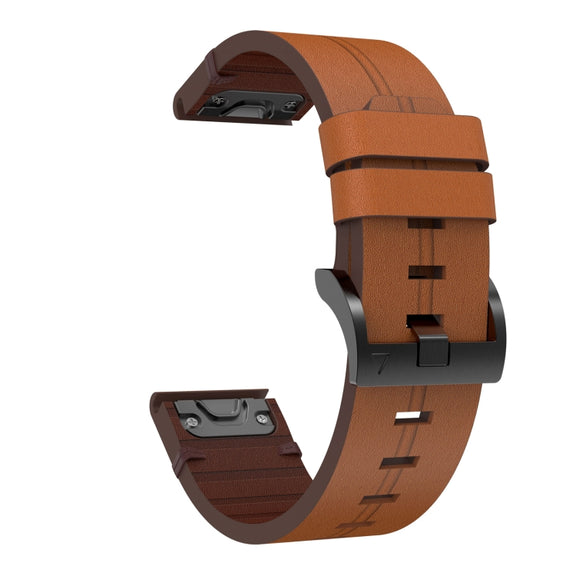 Compatible with Garmin Fenix 6S Pro 20mm Leather Steel Buckle Watch Band(Brown)