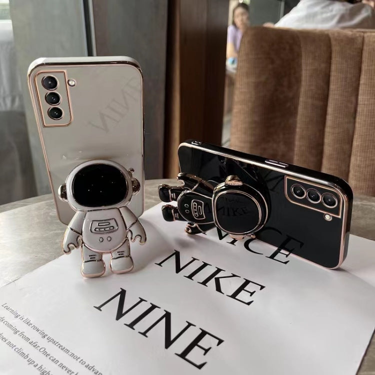 For Samsung Galaxy A50 Plating Astronaut Holder Phone Case(Black)