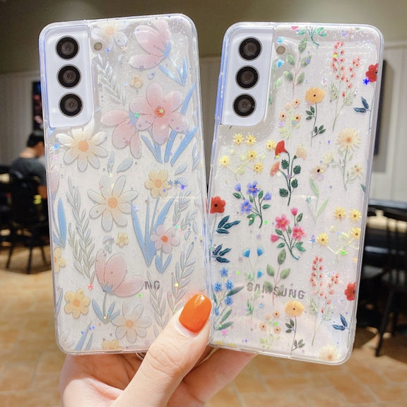 For Samsung Galaxy S21 FE 5G Fresh Small Floral Epoxy TPU Phone Case(Hand-painted Flowers 2)