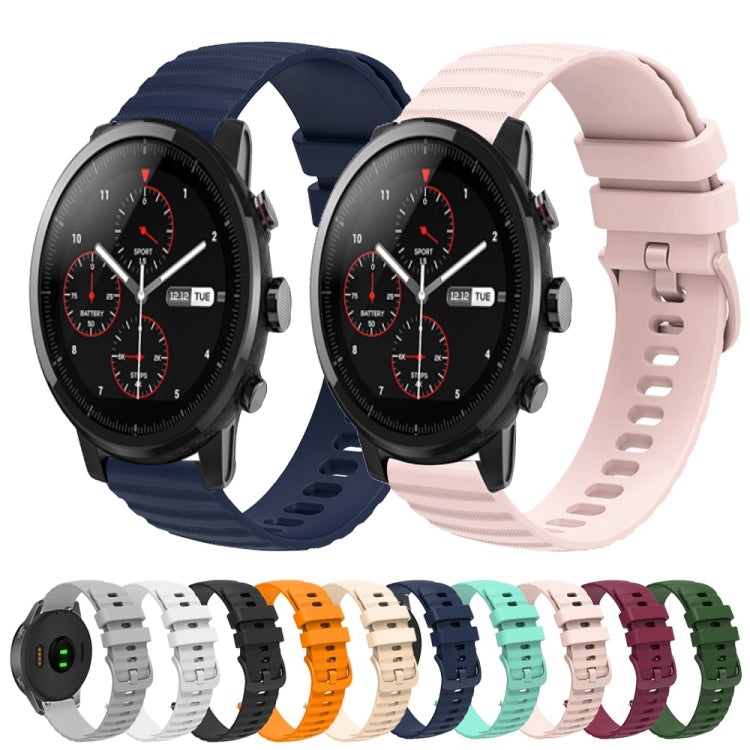 For Amazft 2 Stratos 22mm Wavy Dot Pattern Solid Color Silicone Watch Band(Teal)