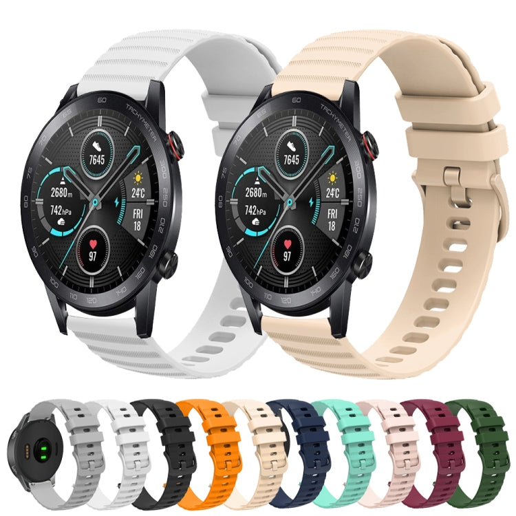 For Honor Magic Watch 2 46mm 22mm Wavy Dot Pattern Solid Color Silicone Watch Band(Beige)