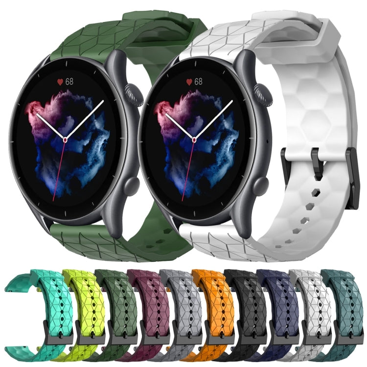 For Amazfit GTR 3 22mm Football Pattern Solid Color Silicone Watch Band(Wine Red)