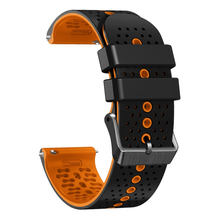 For Amazfit GTR 3 22mm Perforated Two-Color Silicone Watch Band(Black+Orange)